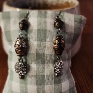 Gold and Clear Crystal Dangle Earrings